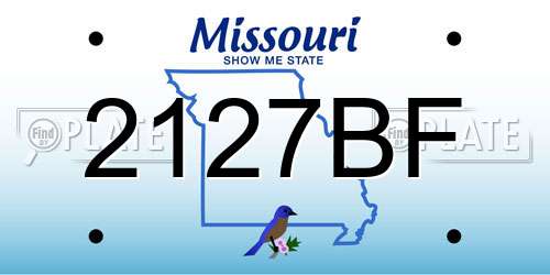 2127BF Missouri License Plate