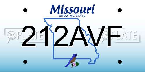 212AVF Missouri License Plate