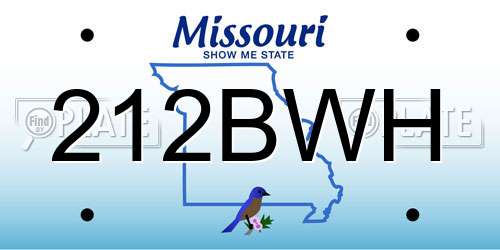 212BWH Missouri License Plate