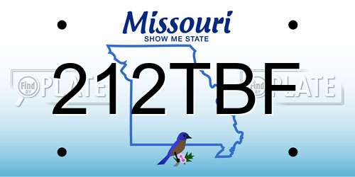 212TBF Missouri License Plate