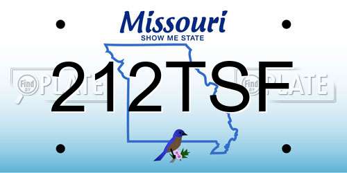 212TSF Missouri License Plate