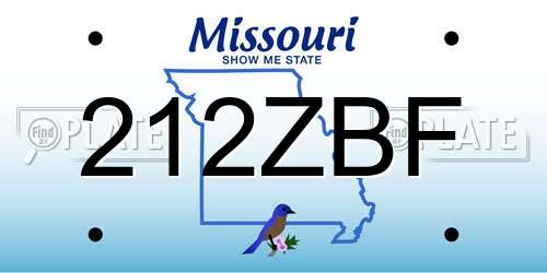 212ZBF Missouri License Plate