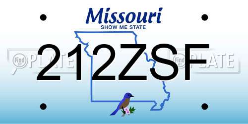 212ZSF Missouri License Plate