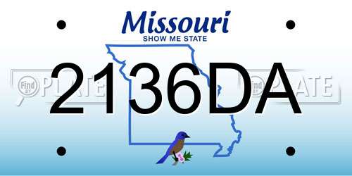 2136DA Missouri License Plate