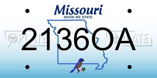 2136OA Missouri License Plate