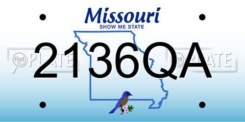 2136QA Missouri License Plate