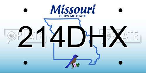 214DHX Missouri License Plate