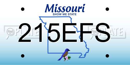 215EFS Missouri License Plate