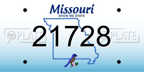 21728 Missouri License Plate