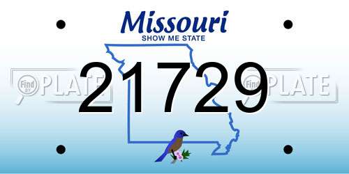 21729 Missouri License Plate