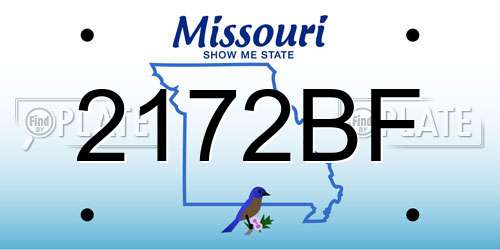 2172BF Missouri License Plate