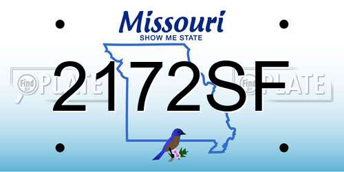 2172SF Missouri License Plate
