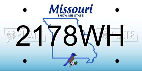 2178WH Missouri License Plate