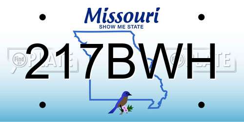217BWH Missouri License Plate