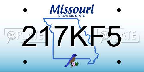217KF5 Missouri License Plate