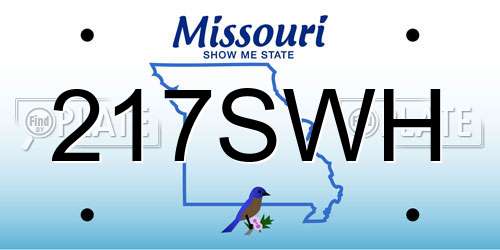 217SWH Missouri License Plate