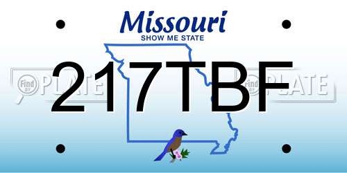 217TBF Missouri License Plate
