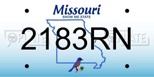 2183RN Missouri License Plate