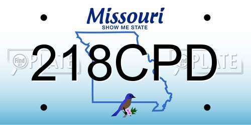 218CPD Missouri License Plate