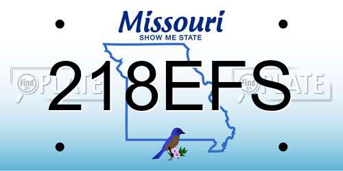 218EFS Missouri License Plate