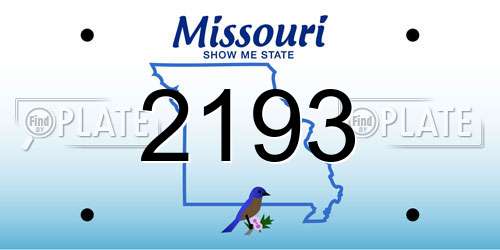 2193 Missouri License Plate