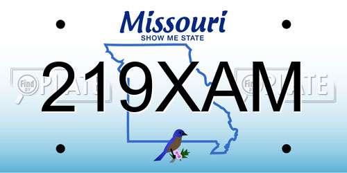 219XAM Missouri License Plate