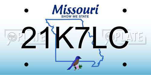 21K7LC Missouri License Plate