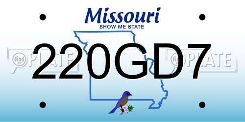 220GD7 Missouri License Plate