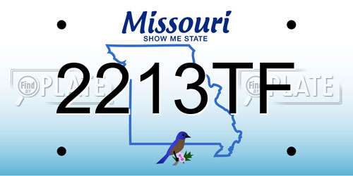 2213TF Missouri License Plate