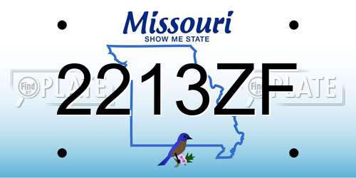 2213ZF Missouri License Plate