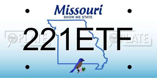221ETF Missouri License Plate