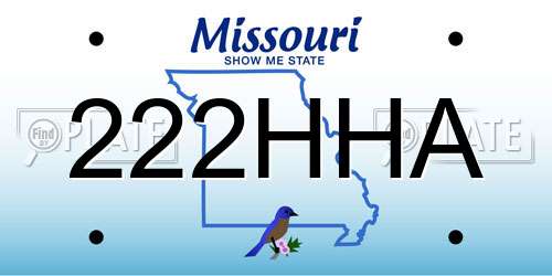 222HHA Missouri License Plate