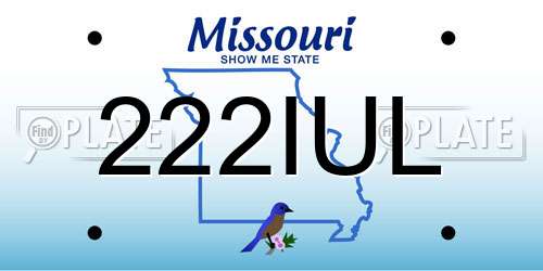 222IUL Missouri License Plate