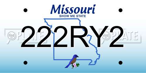 222RY2 Missouri License Plate