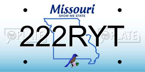 222RYT Missouri License Plate