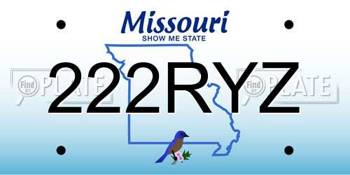 222RYZ Missouri License Plate