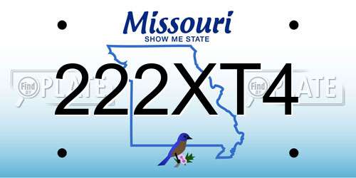 222XT4 Missouri License Plate