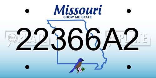22366A2 Missouri License Plate