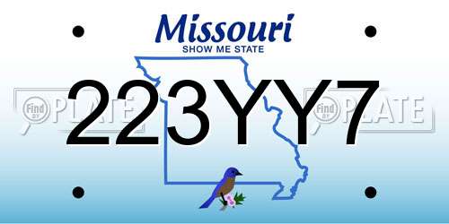 223YY7 Missouri License Plate