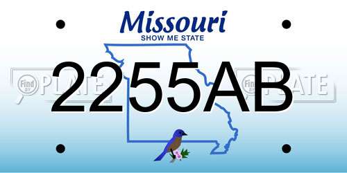 2255AB Missouri License Plate