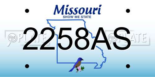 2258AS Missouri License Plate