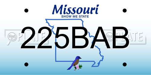 225BAB Missouri License Plate