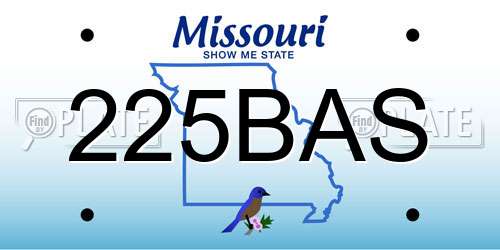 225BAS Missouri License Plate