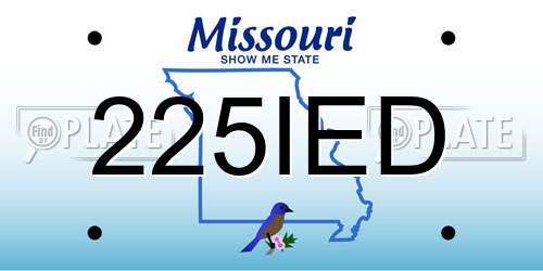 225IED Missouri License Plate