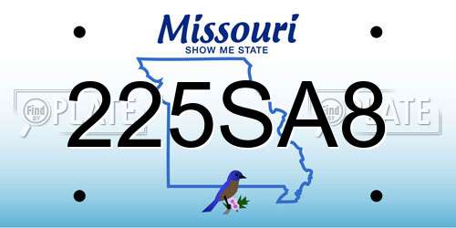 225SA8 Missouri License Plate