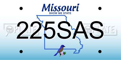 225SAS Missouri License Plate