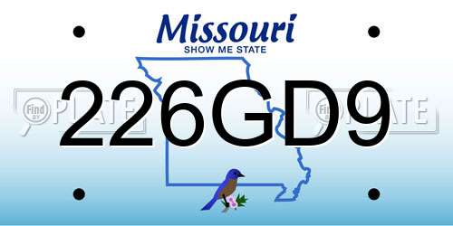 226GD9 Missouri License Plate