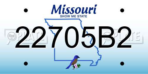 22705B2 Missouri License Plate