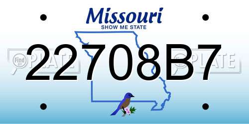 22708B7 Missouri License Plate