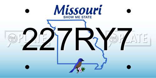 227RY7 Missouri License Plate